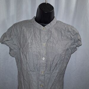 Calvin Klein pin striped button-down short sleeve blouse size medium